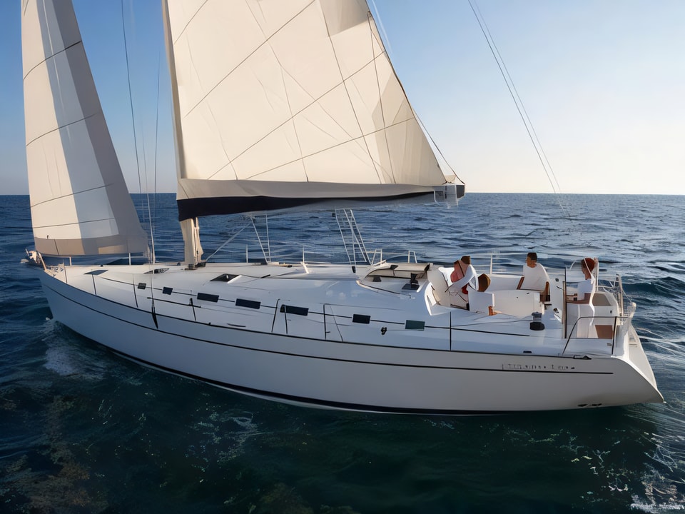 Exterior overview of Beneteau Cyclades 50.5 sail boat for charter from Murter Marina Betina in the Sibenik sailing area Croatia