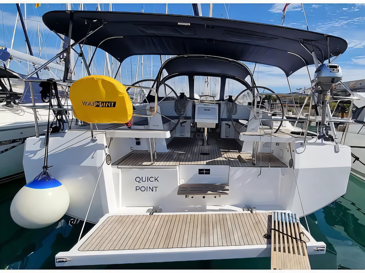 Exterior overview of Bavaria C42 sail boat for charter from Trogir ACI Marina in the Split sailing area Croatia