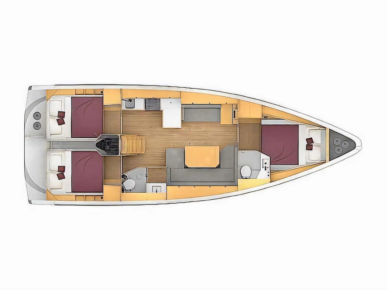 Interior of Bavaria C42 sail boat with 3 cabins Croatia yacht charter