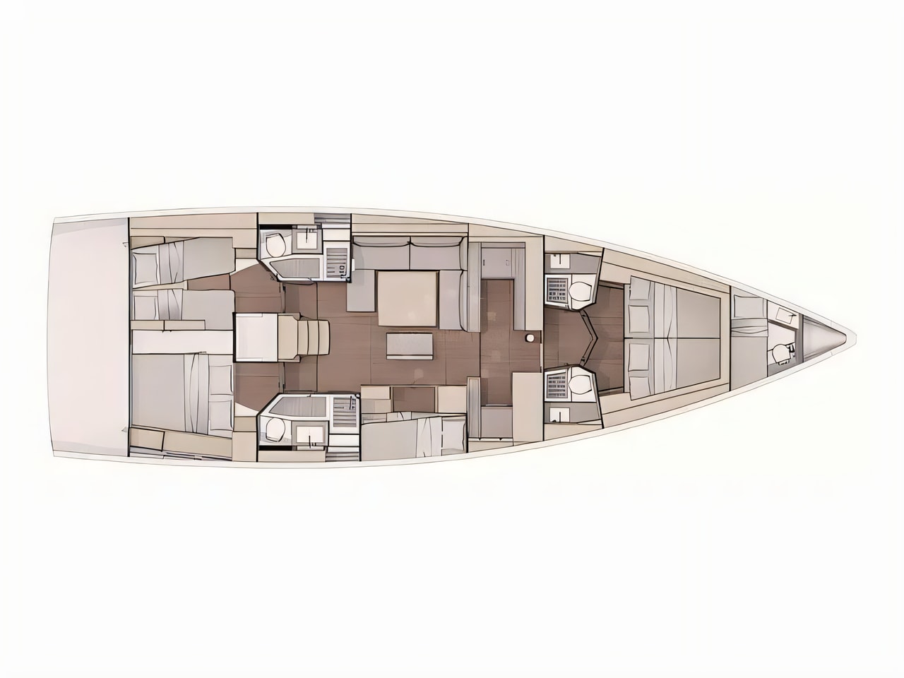 Interior of Dufour 530 Grand large sail boat with 6 cabins Croatia yacht charter