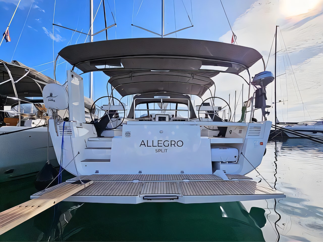 Exterior overview of Dufour 530 Grand large sail boat for charter from Kastela Gomilica Marina in the Split sailing area Croatia