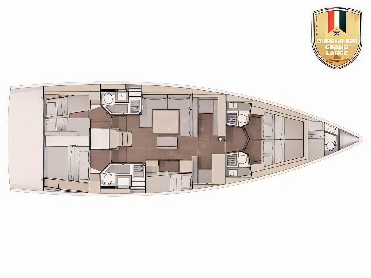Interior of Dufour 530 Grand large sail boat with 6 cabins Croatia yacht charter
