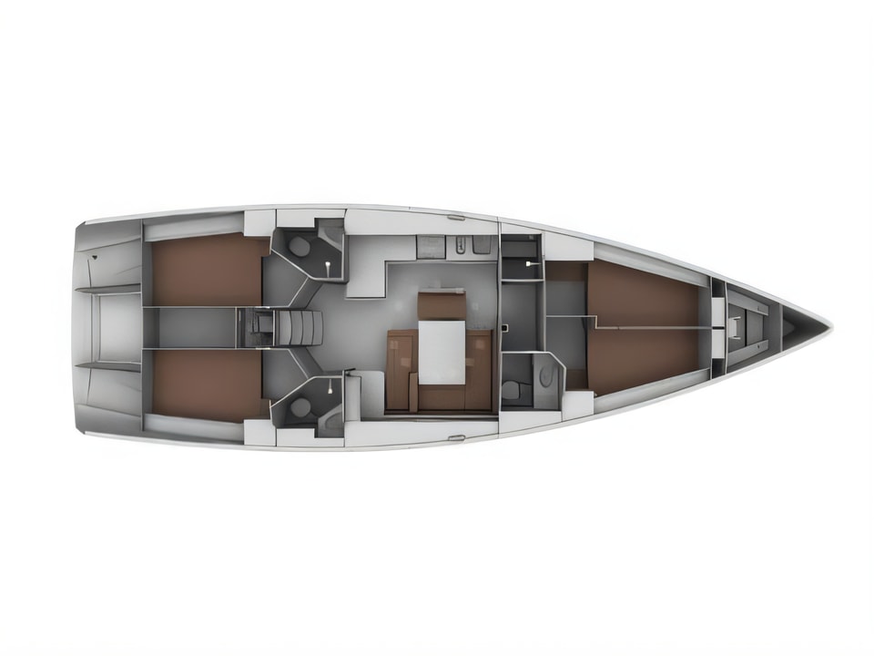 Layout of Bavaria 45 Cruiser sail boat with 4 cabins Croatia yacht charter