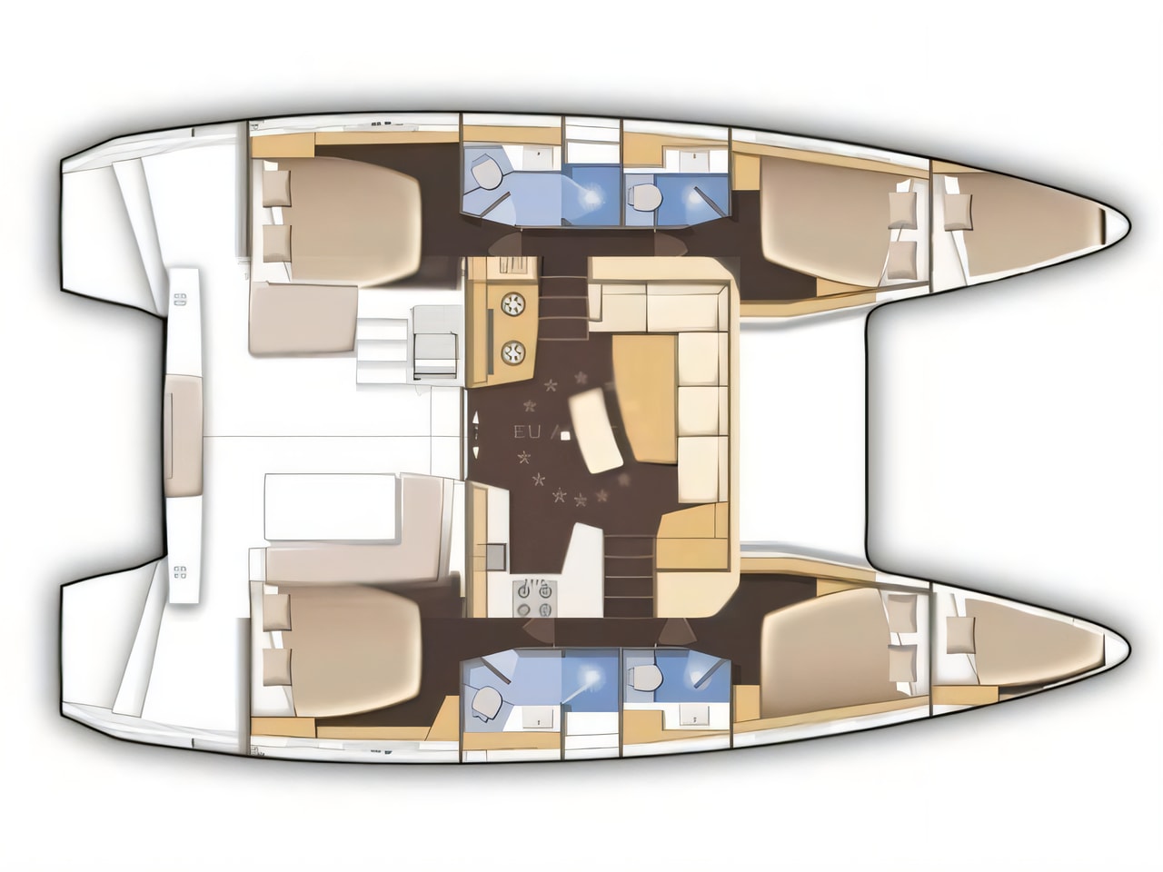 Interior of Lagoon 42 catamaran with 6 cabins Croatia yacht charter