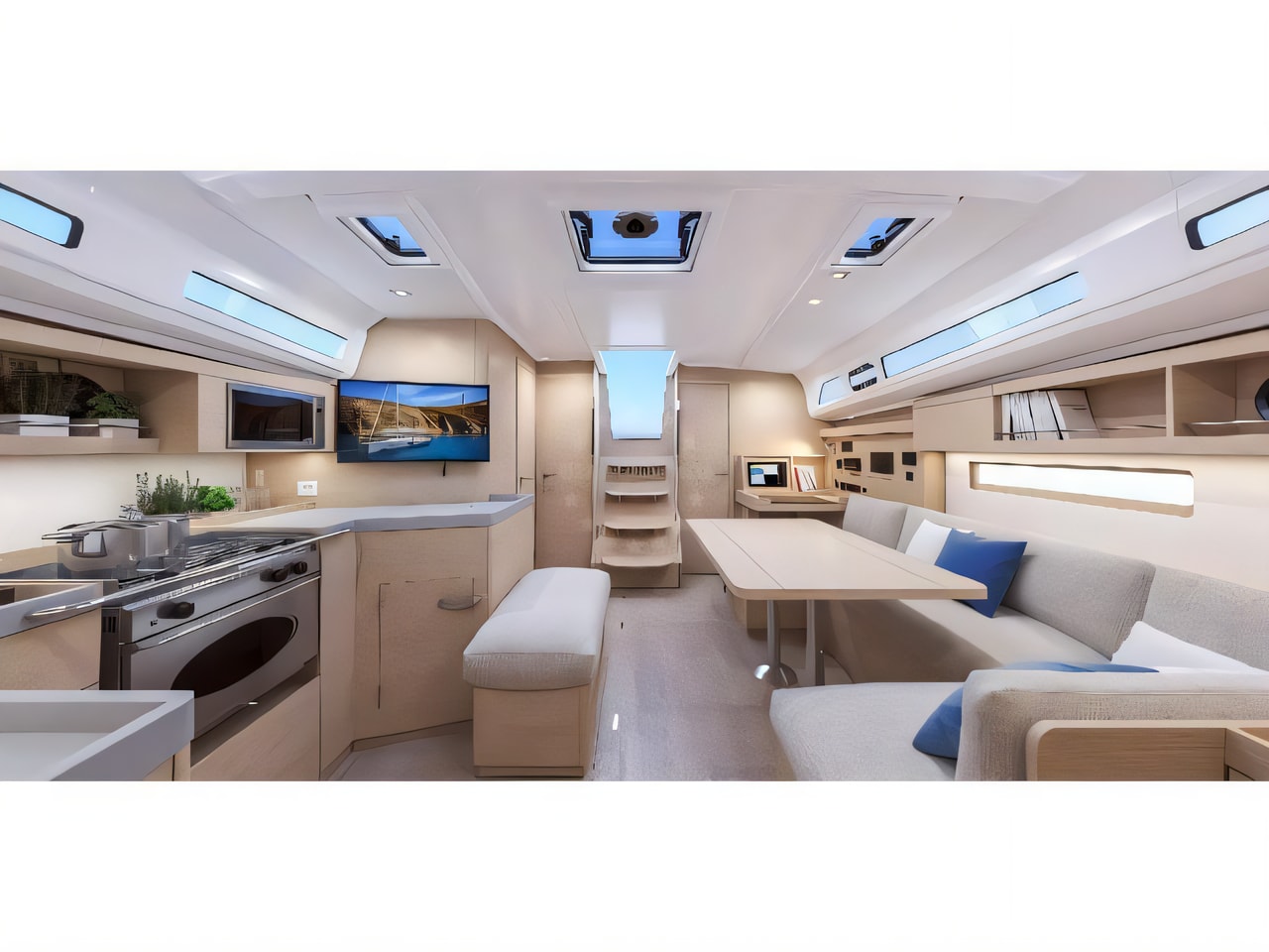 Layout of Oceanis 40.1 sail boat with 3 cabins Croatia yacht charter