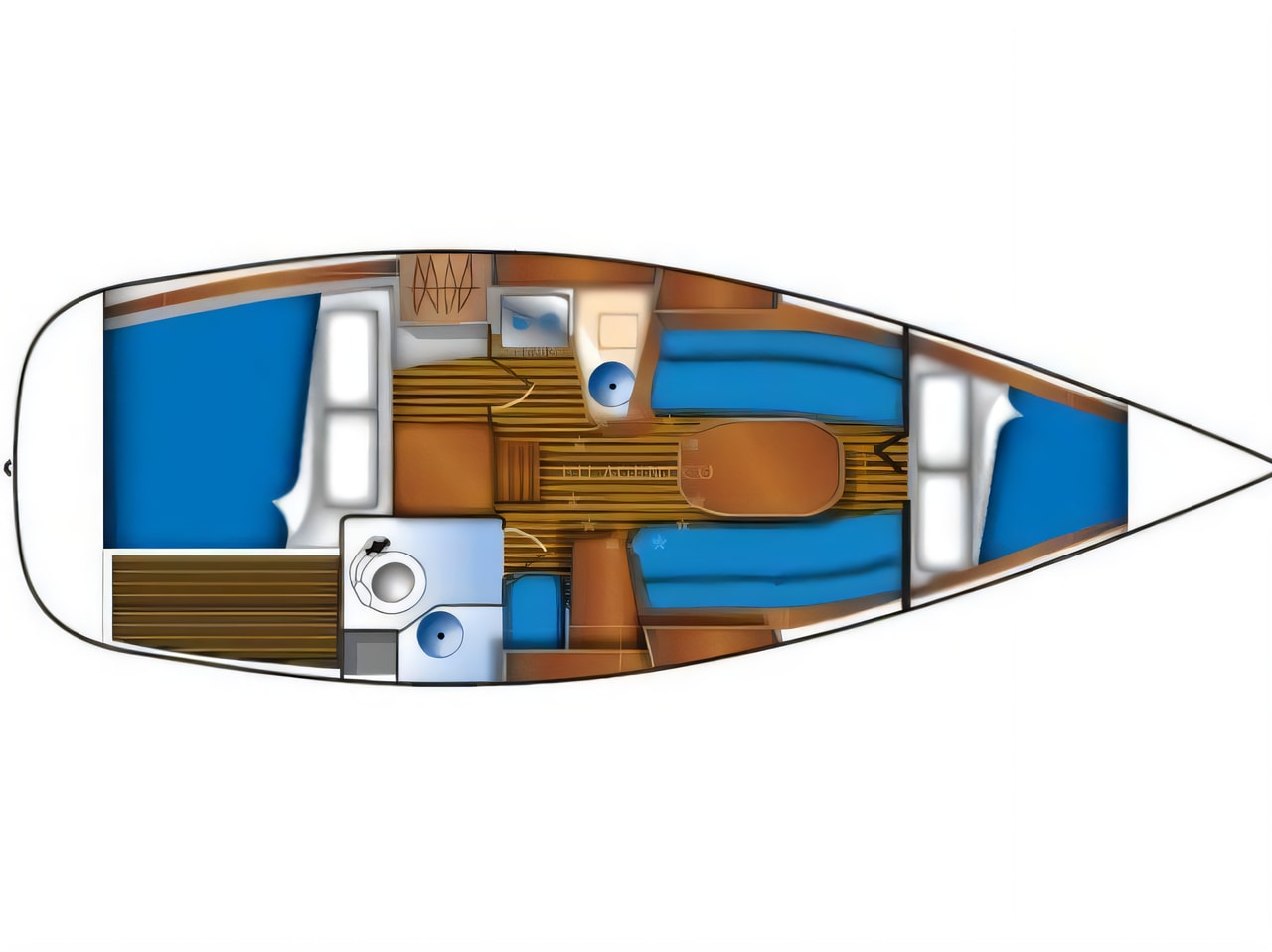 Interior of Sun Odyssey 29.2 sail boat with 2 cabins Croatia yacht charter