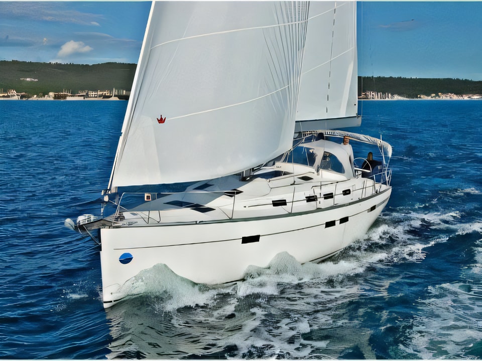 Exterior overview of BAVARIA C 45 BT sail boat for charter from Sukosan Marina Dalmacija in the Zadar sailing area Croatia