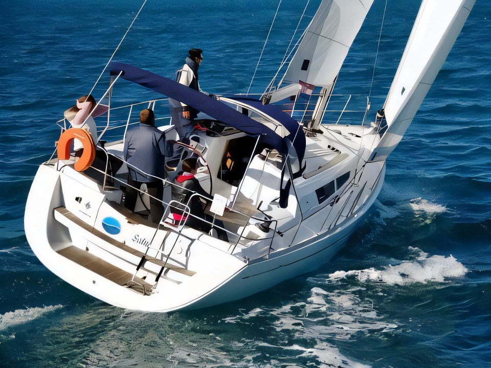 Exterior overview of SUN ODYSSEY 36i sail boat for charter from Sukosan Marina Dalmacija in the Zadar sailing area Croatia