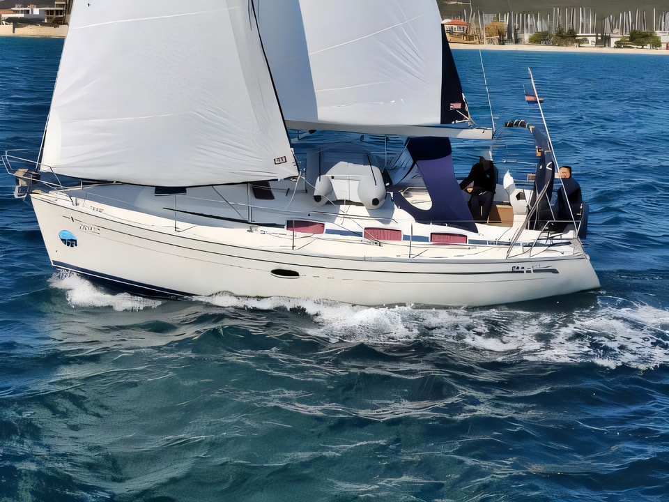 Exterior overview of BAVARIA 33 C sail boat for charter from Sukosan Marina Dalmacija in the Kornati sailing area Croatia