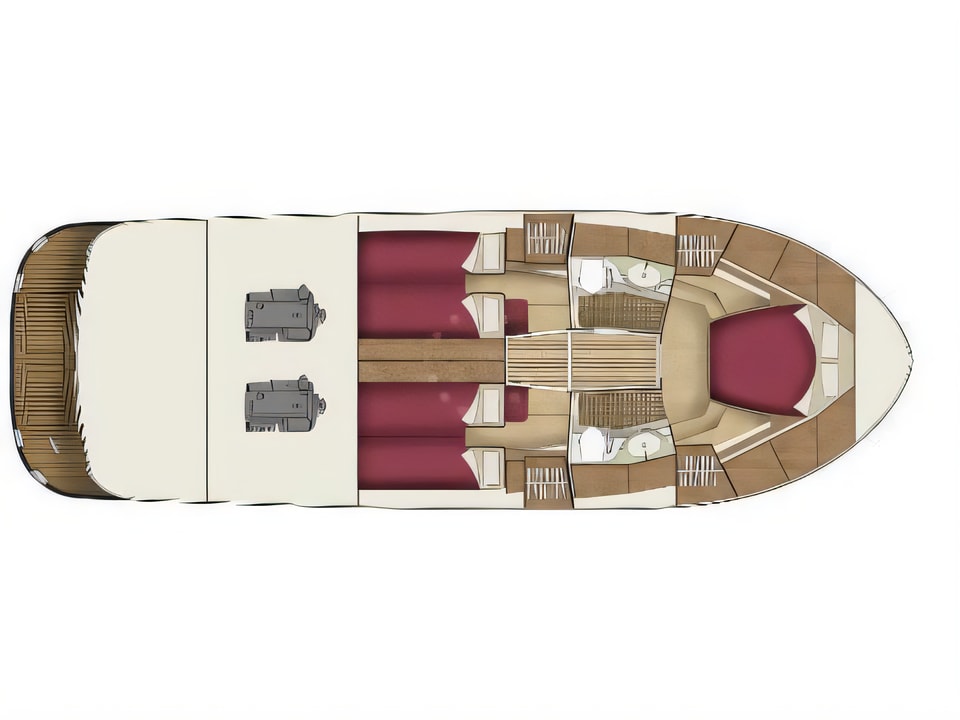 Layout of ADRIANA 44 BT motor boat with 3 cabins Croatia yacht charter