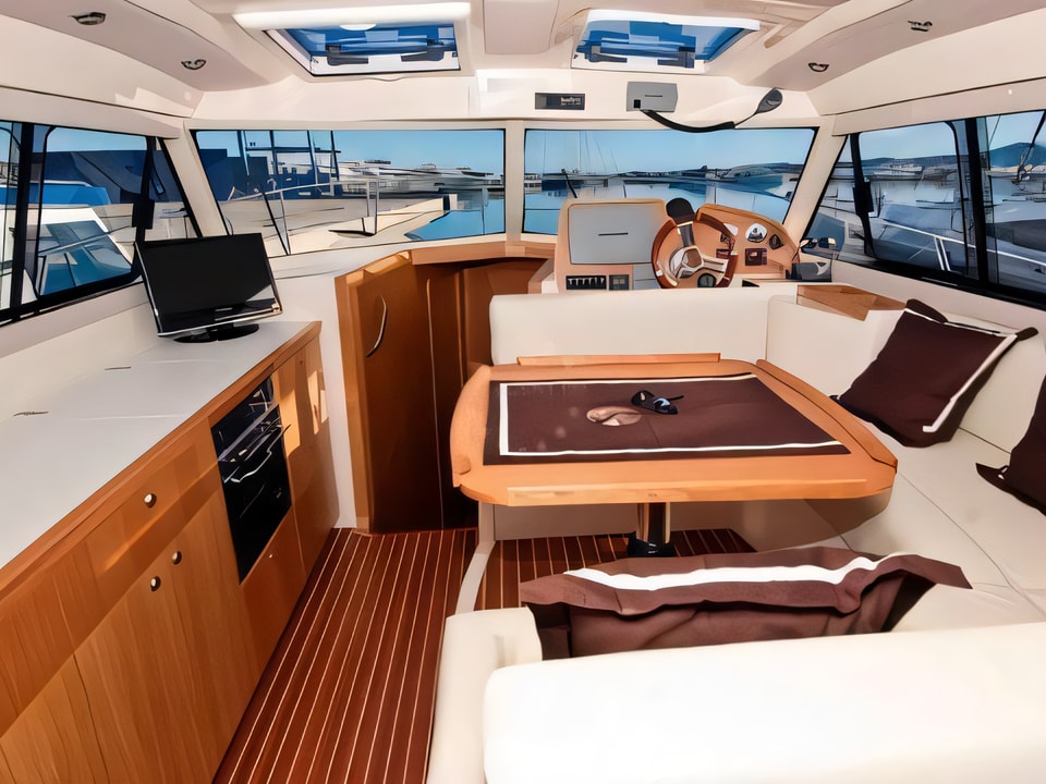 Interior of ADRIANA 36 BT motor boat with 3 cabins Croatia yacht charter