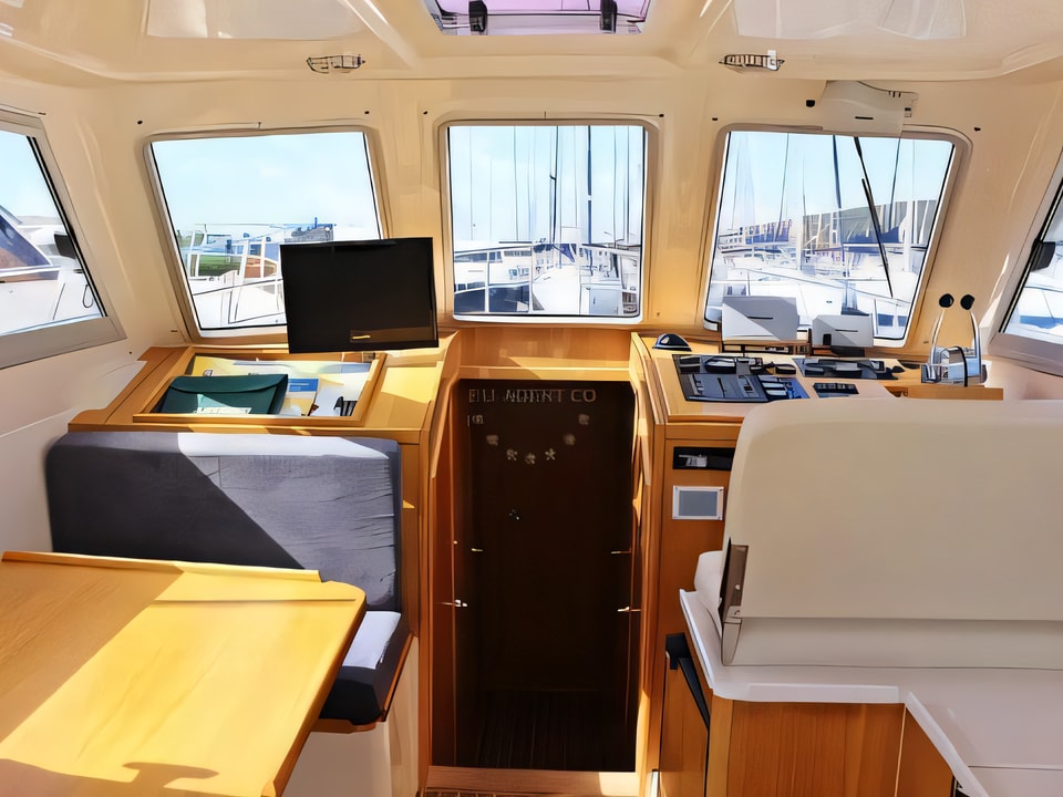 Interior of ADRIA 1002V BT motor boat with 3 cabins Croatia yacht charter