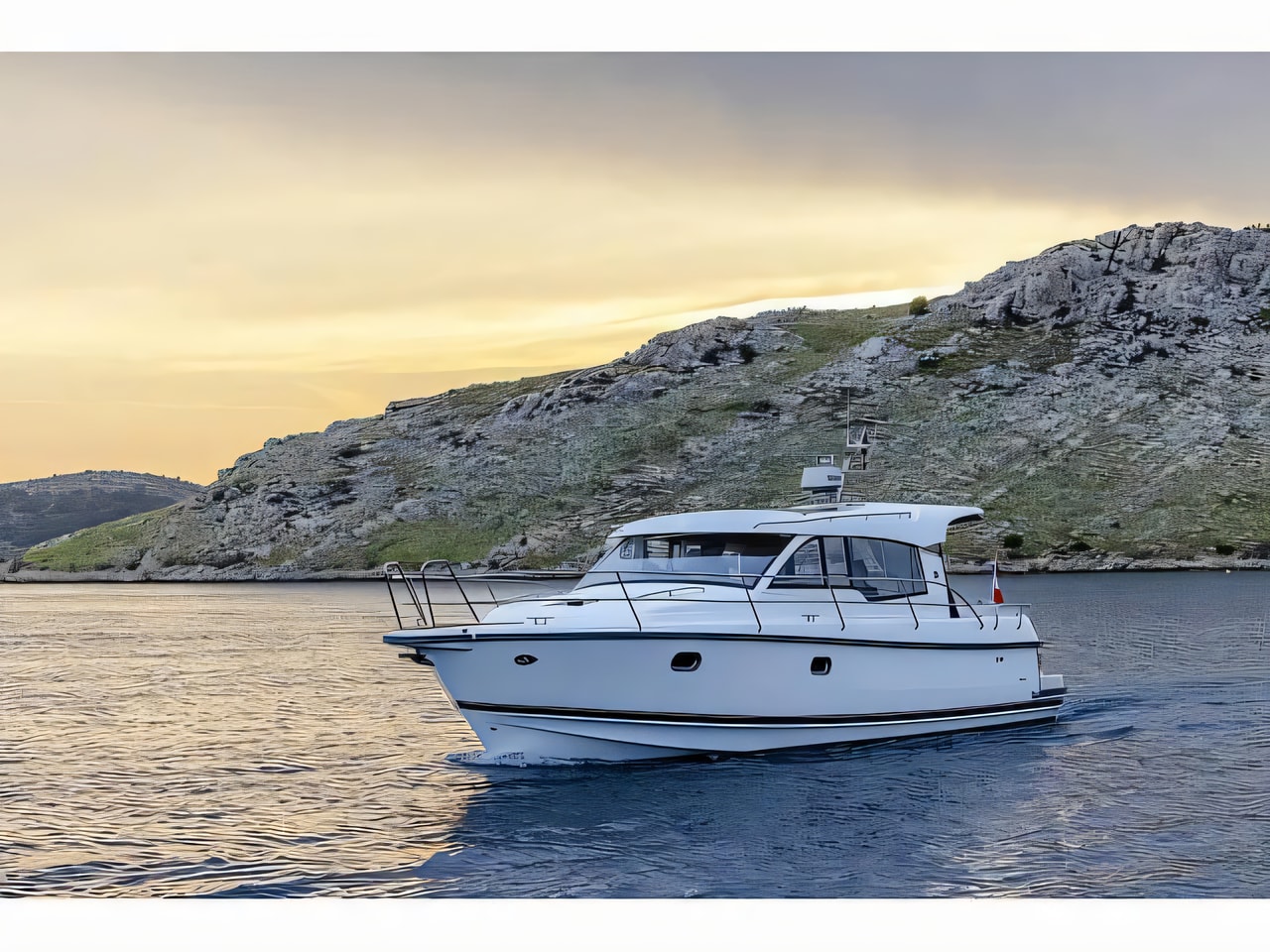Exterior overview of Nimbus 365 Coupe NEW motor boat for charter from Split Marina Mornar in the Split sailing area Croatia