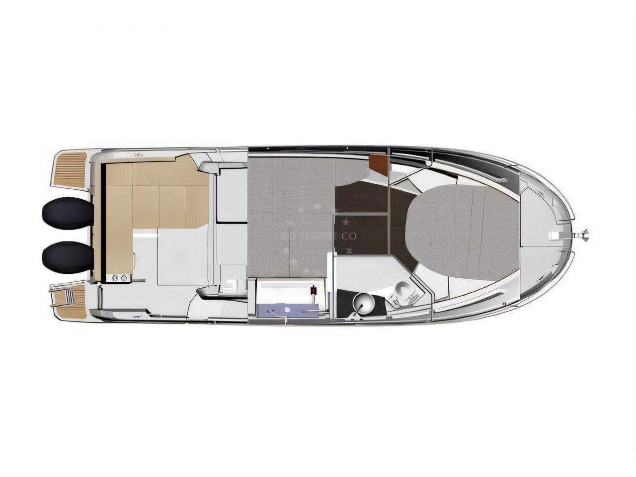 Interior of Merry Fisher 895 motor boat with 2 cabins Croatia yacht charter