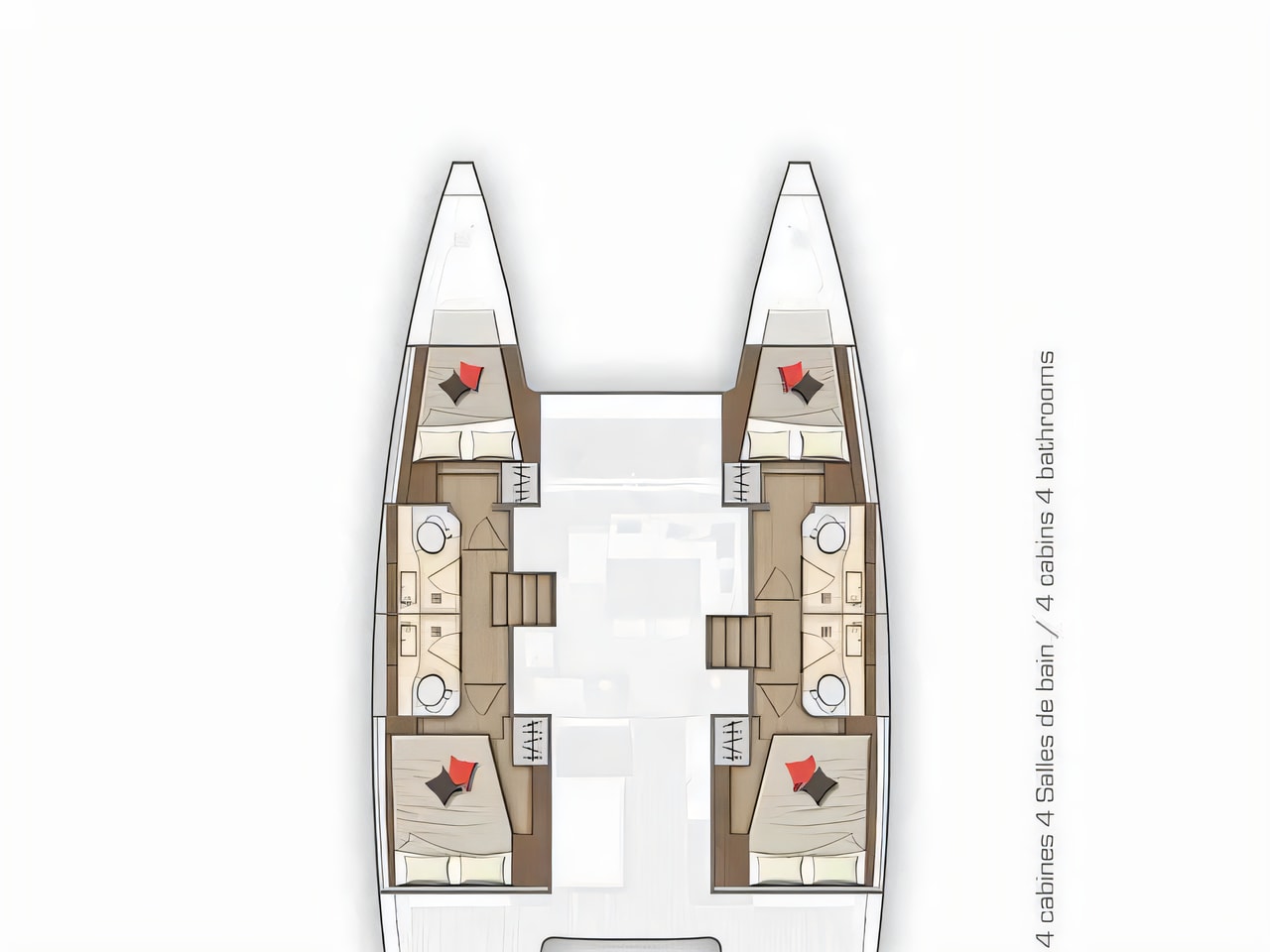 Interior of Lagoon 40 catamaran with 6 cabins Croatia yacht charter