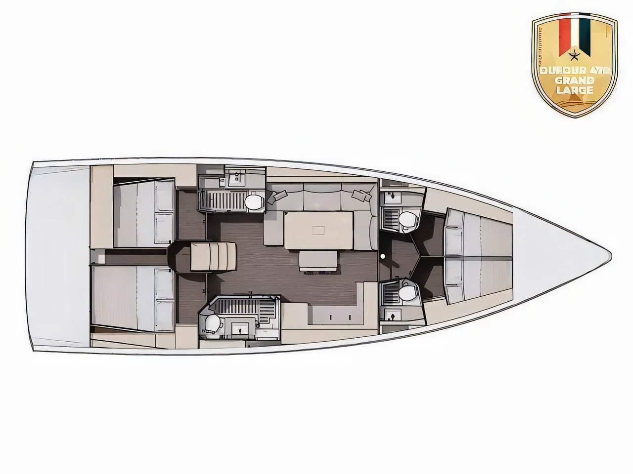 Interior of Dufour 470 Grand Large sail boat with 4 cabins Croatia yacht charter