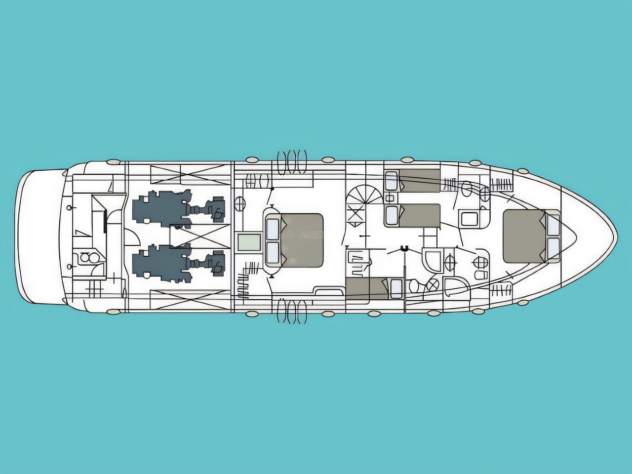 Interior of Abacus 70 motor boat with 4 cabins Croatia yacht charter