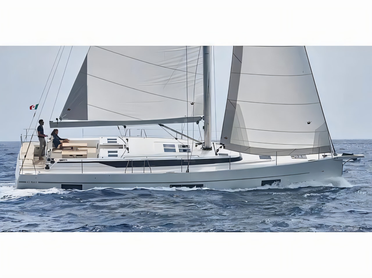 Exterior overview of Bavaria C50 sail boat for charter from Sukosan Marina Dalmacija in the Zadar sailing area Croatia