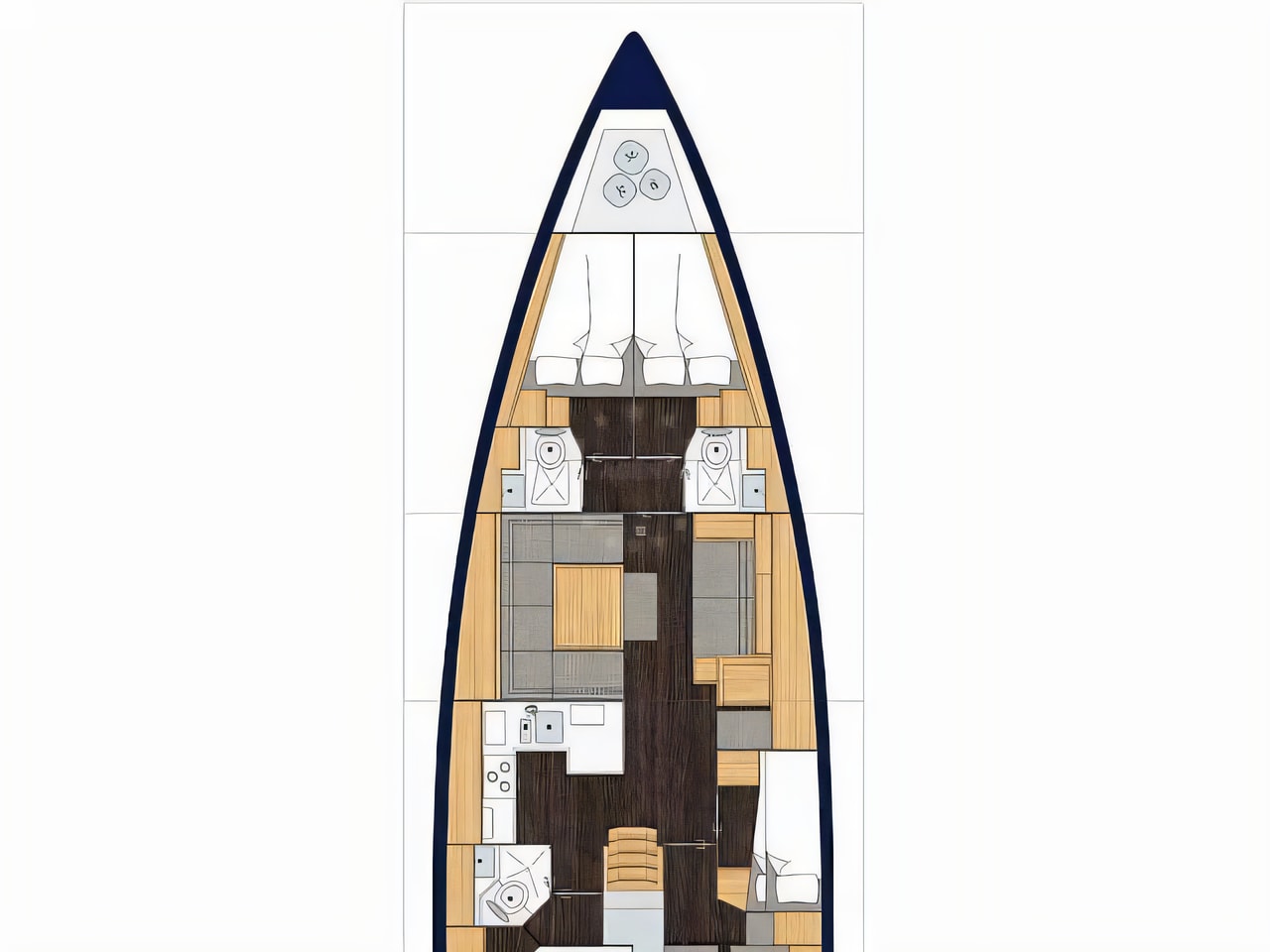 Interior of Bavaria C50 sail boat with 5 cabins Croatia yacht charter