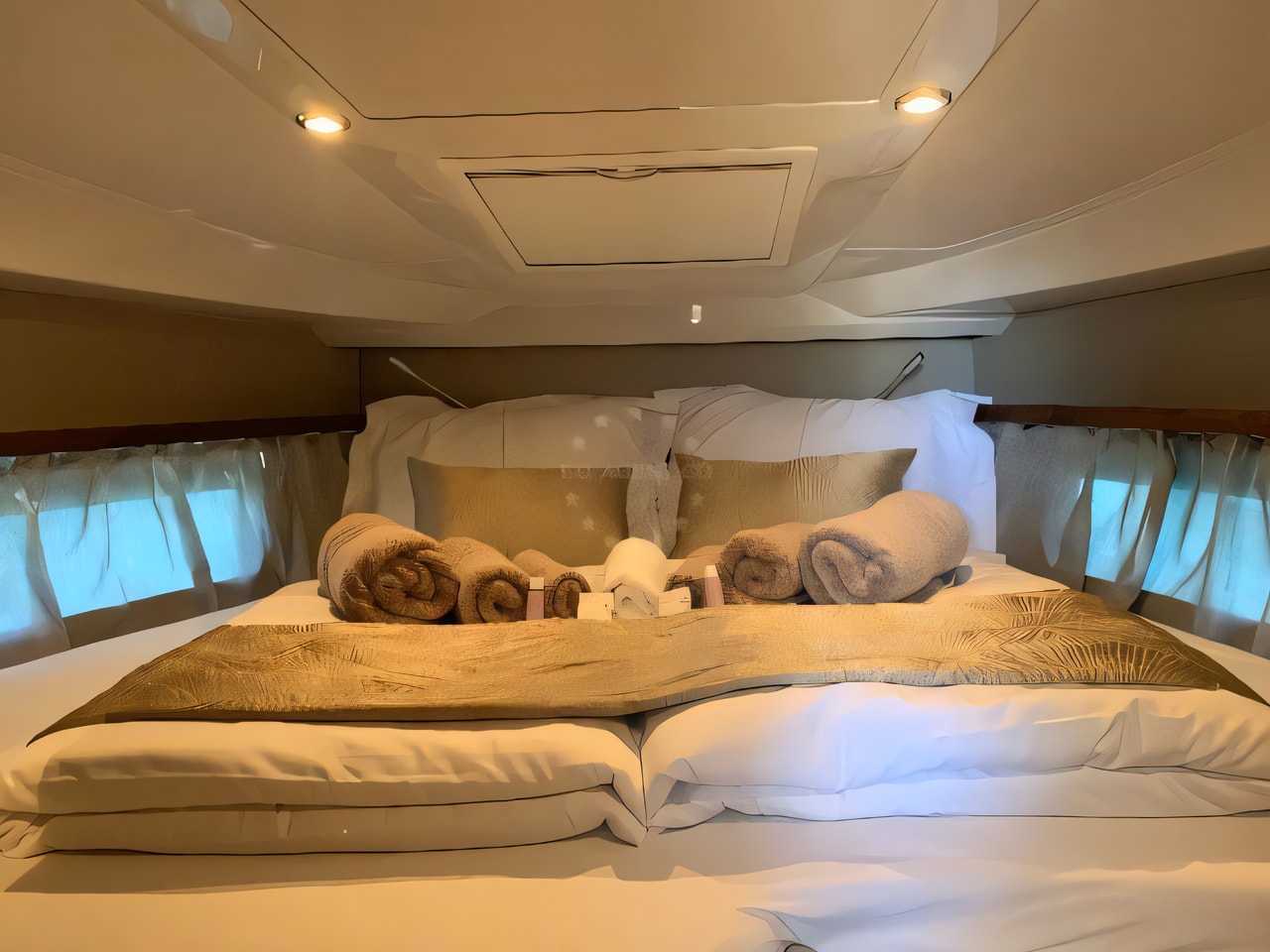 Layout of Grandezza 34 OC motor boat with 2 cabins Croatia yacht charter