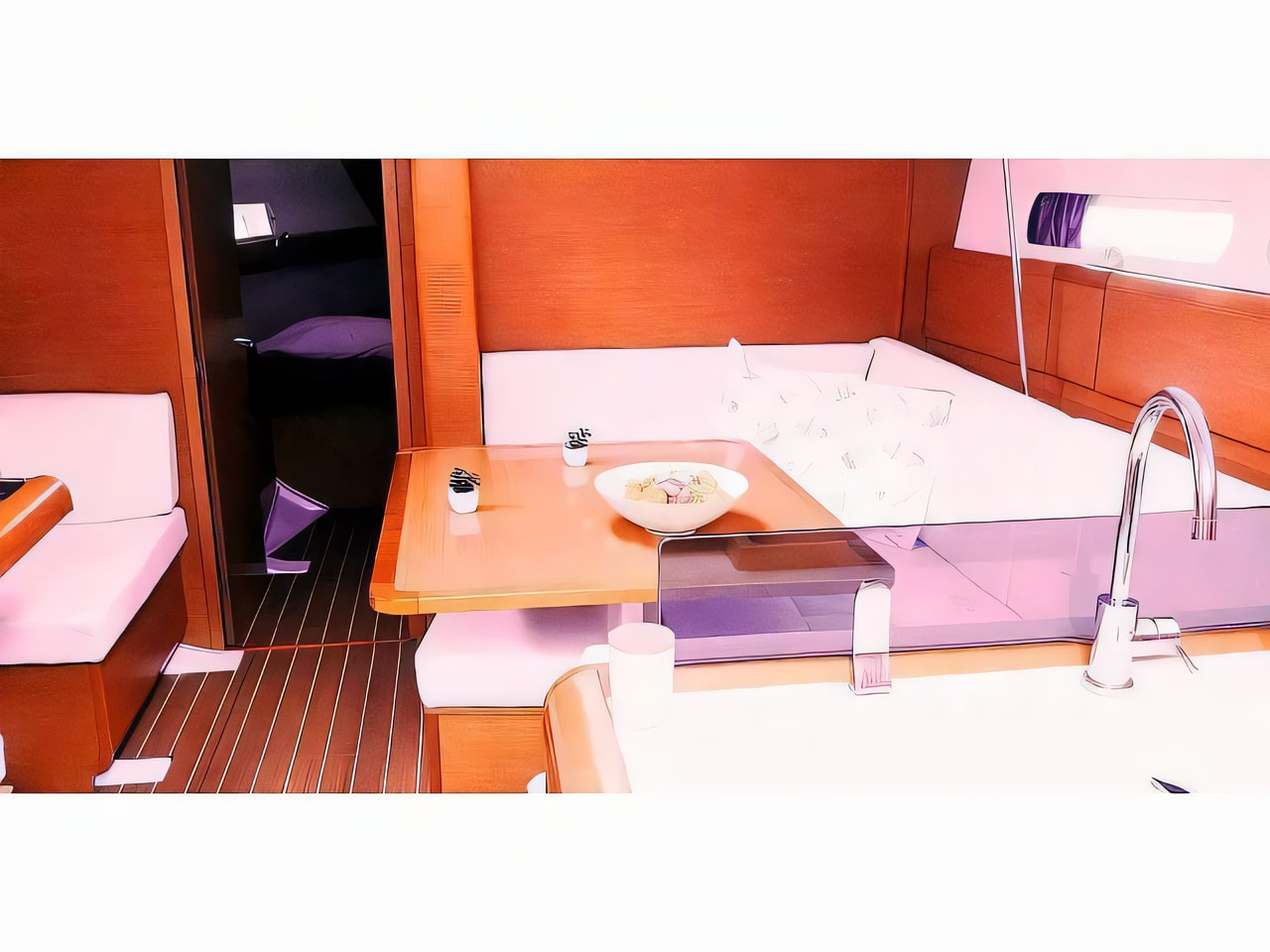 Interior of Sun Odyssey 409 sail boat with 3 cabins Croatia yacht charter