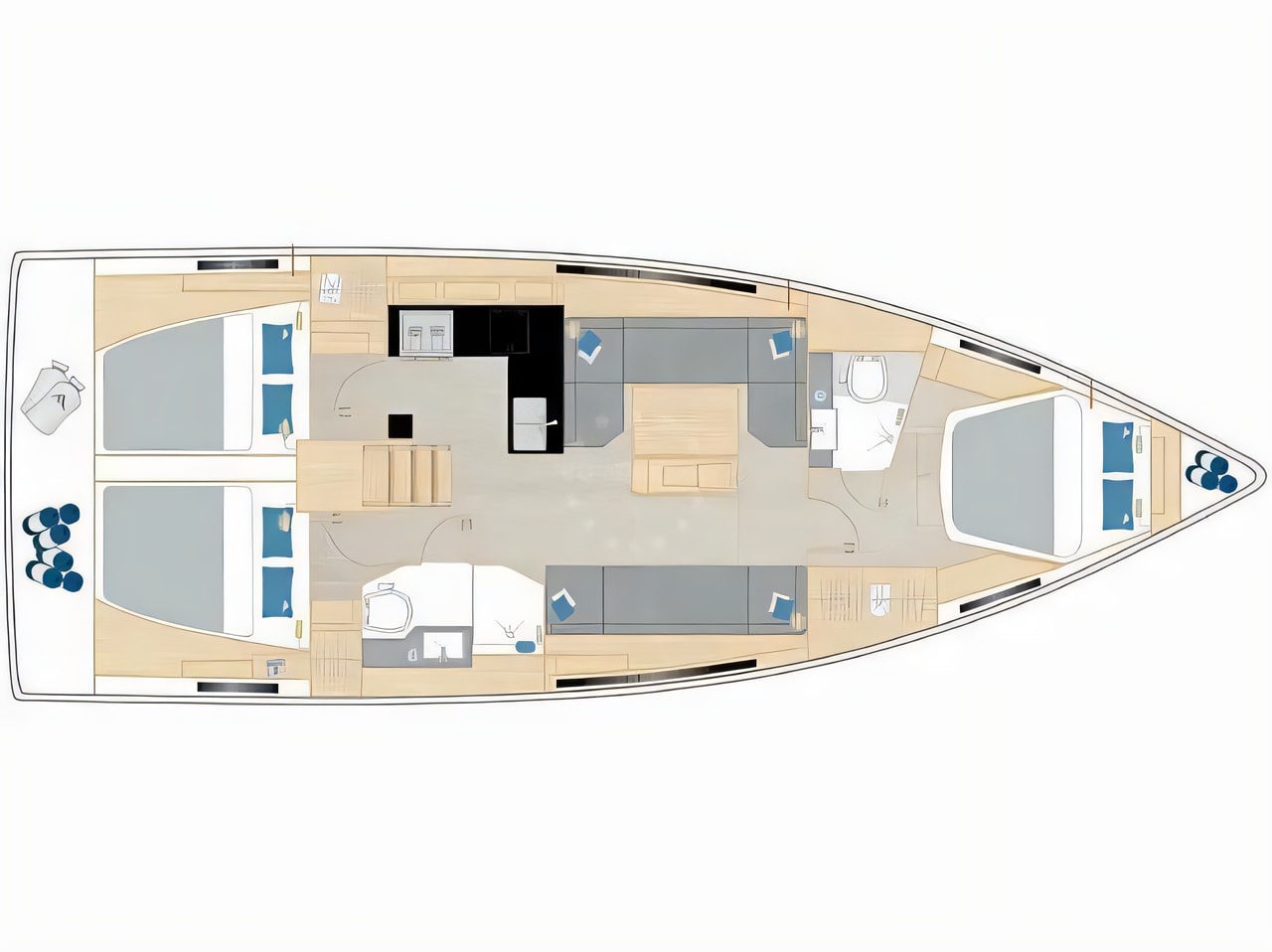 Interior of Hanse 410 sail boat with 3 cabins Croatia yacht charter