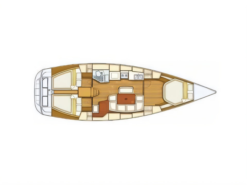 Layout of Grand Soleil 40 R sail boat with 3 cabins Croatia yacht charter