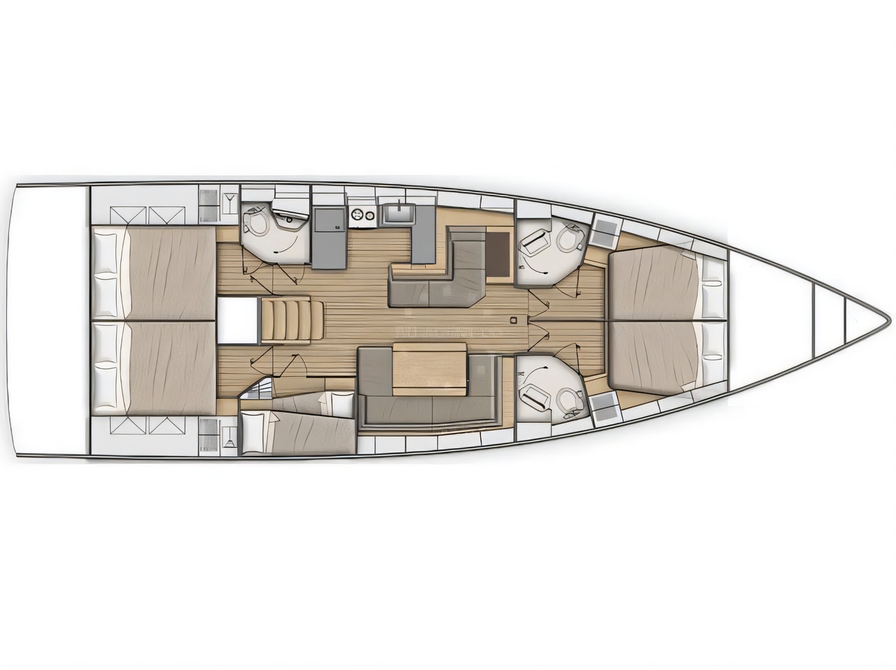 Interior of Oceanis 51.1 sail boat with 5 cabins Croatia yacht charter