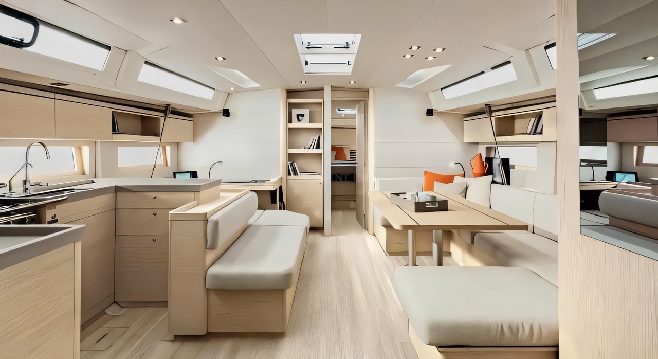 Layout of Oceanis 51.1 sail boat with 5 cabins Croatia yacht charter