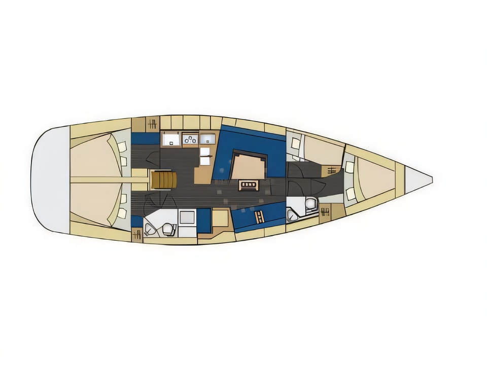 Elan 444 Impression yacht layout 4 cabins Croatia charter