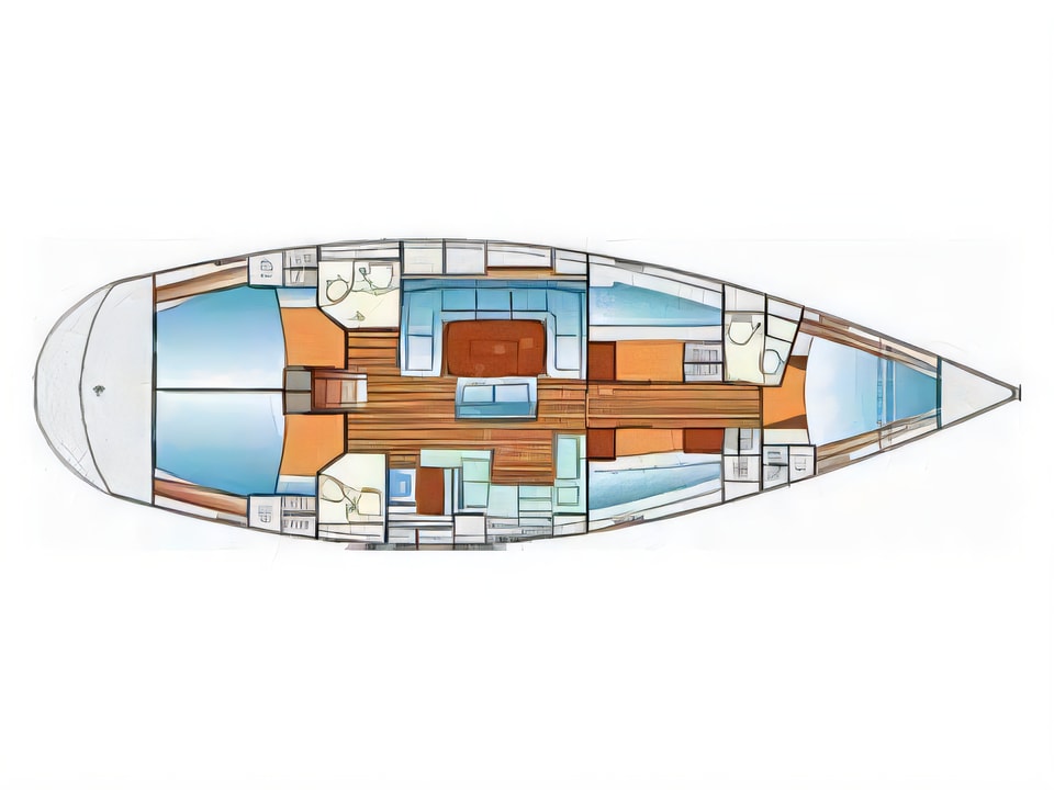 Bavaria 50 cruiser yacht layout 5 cabins Croatia charter
