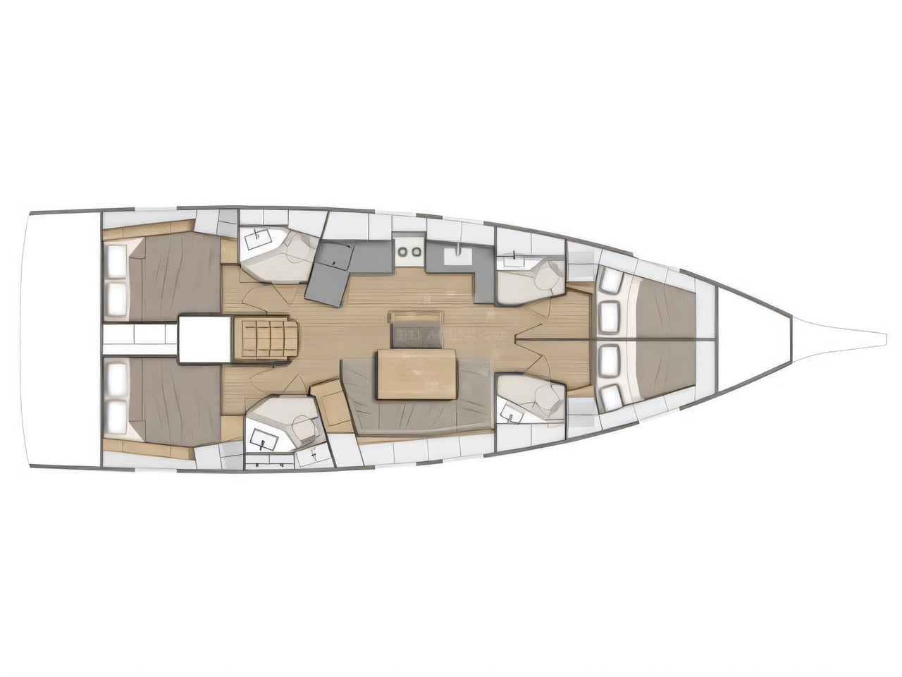 Interior of Oceanis 46.1 sail boat with 4 cabins Croatia yacht charter