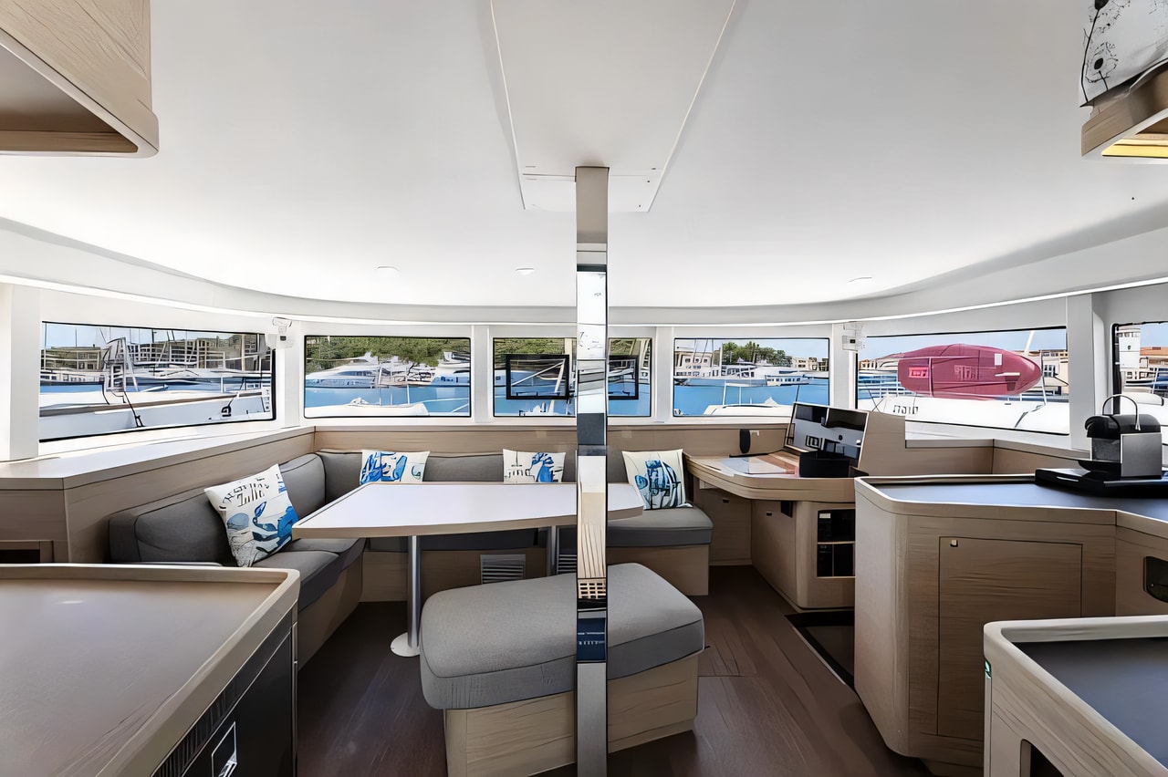 Layout of Lagoon 42 catamaran with 6 cabins Croatia yacht charter
