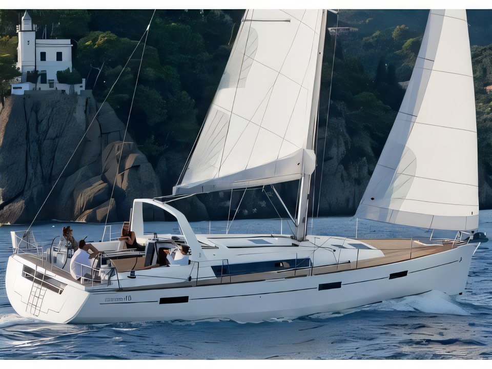 Exterior overview of Oceanis 45 sail boat for charter from Pomer ACI Marina in the Istria / Kvarner sailing area Croatia