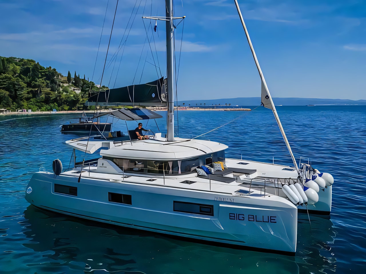 Exterior overview of Lagoon 46 catamaran for charter from Split Port in the Split sailing area Croatia