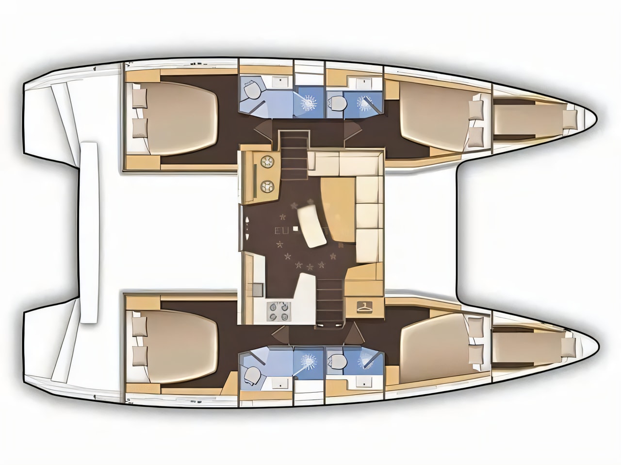 Interior of Lagoon 46 catamaran with 6 cabins Croatia yacht charter
