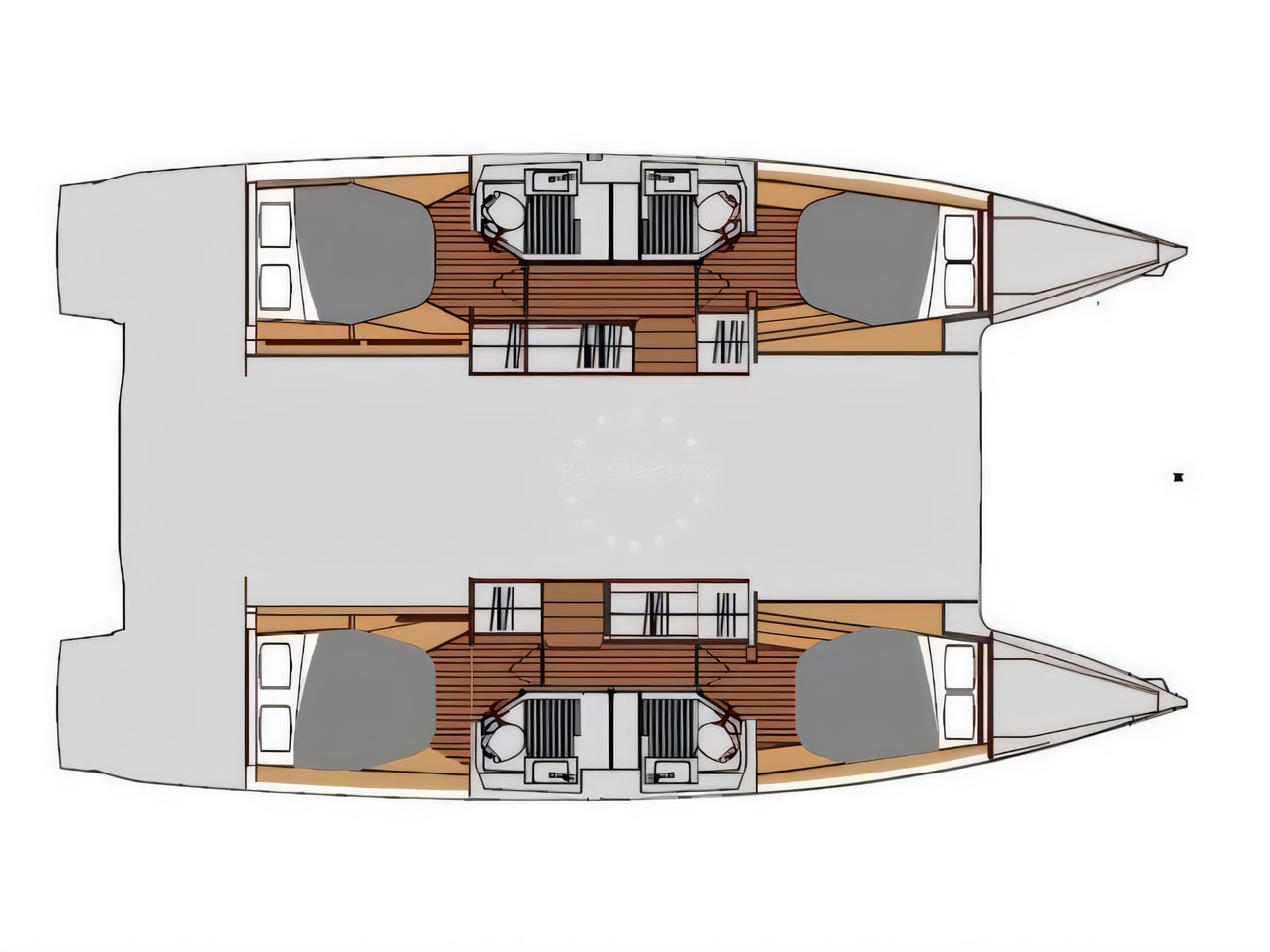 Interior of Astrea 42 catamaran with 6 cabins Croatia yacht charter