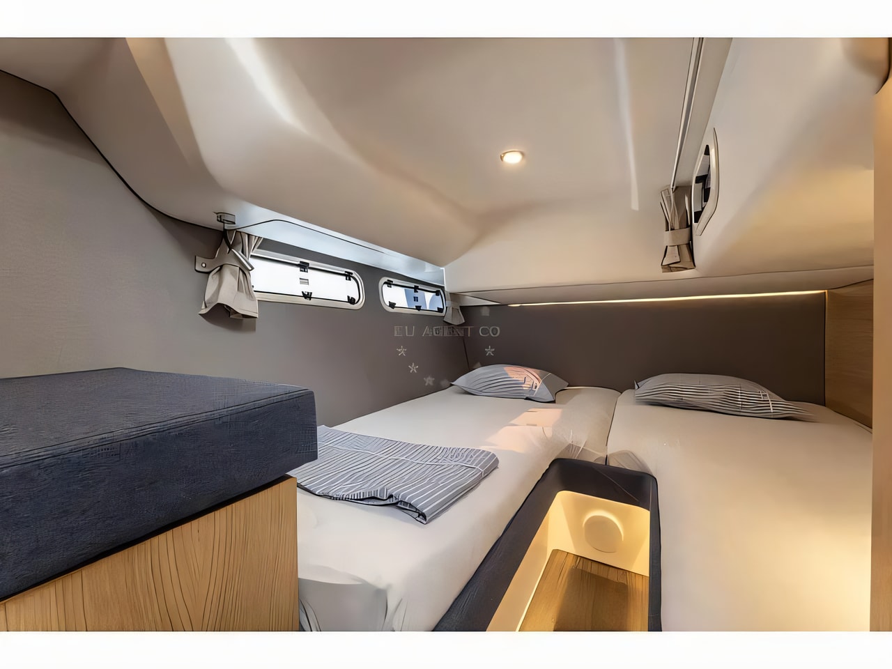 Layout of Nimbus 405 Coupe motor boat with 3 cabins Croatia yacht charter