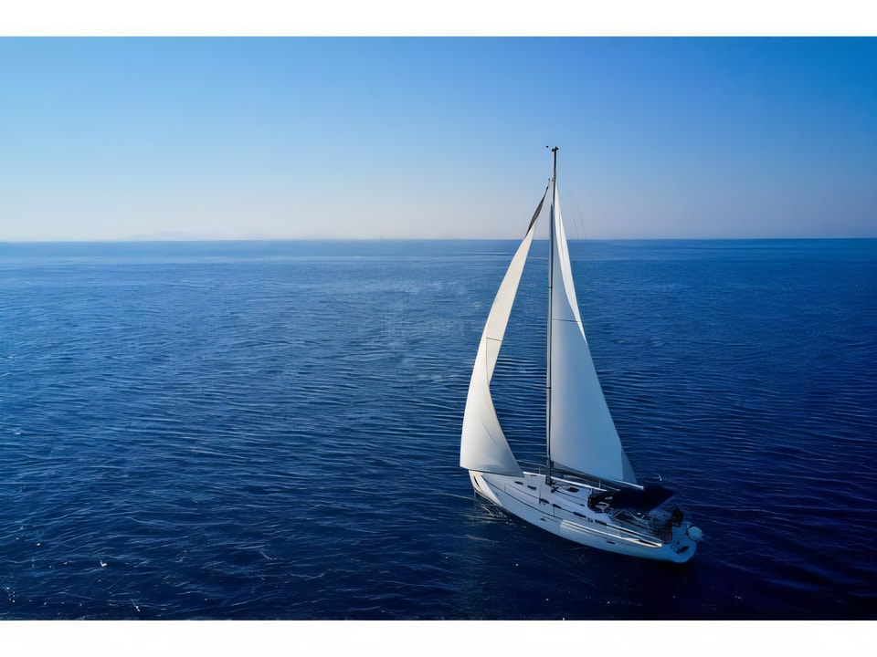 Exterior overview of Bavaria 46 C sail boat for charter from Murter Marina Hramina in the Sibenik sailing area Croatia