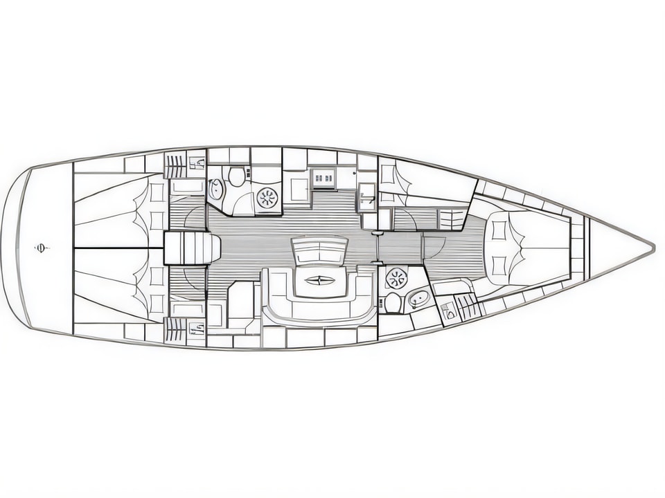 Layout of Bavaria 46 C sail boat with 4 cabins Croatia yacht charter