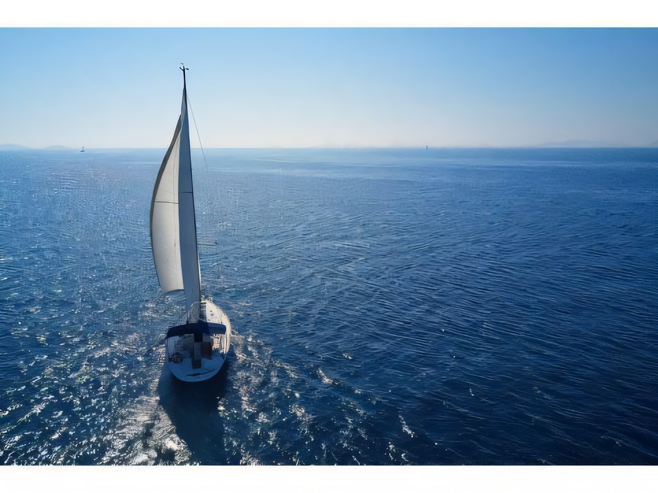 Exterior overview of Bavaria 46 C sail boat for charter from Murter Marina Hramina in the Sibenik sailing area Croatia
