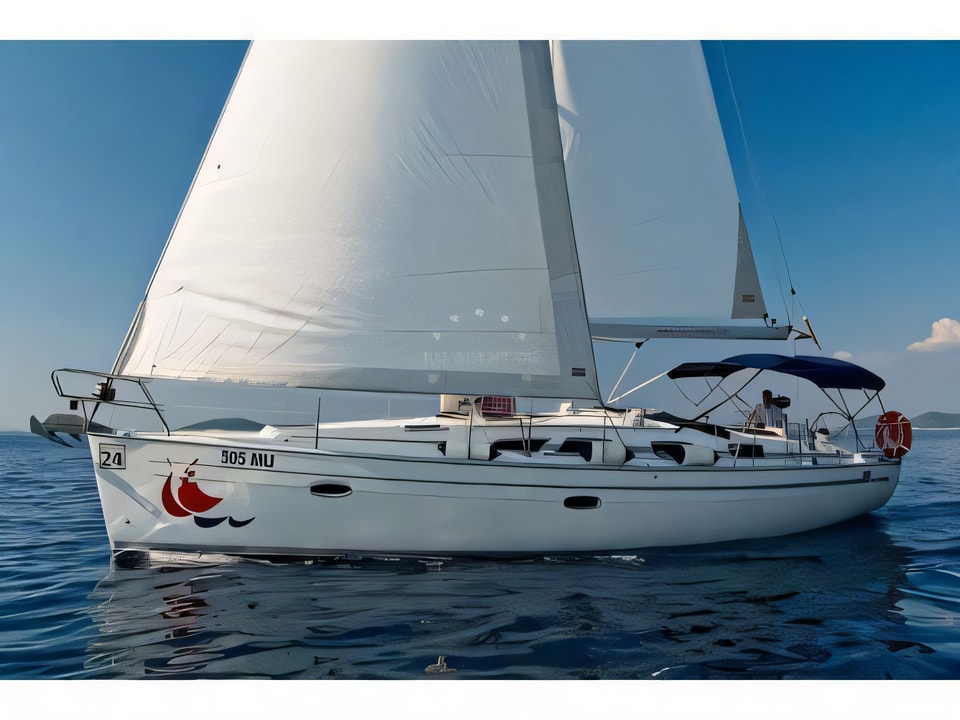 Exterior overview of Bavaria 40 C sail boat for charter from Murter Marina Hramina in the Sibenik sailing area Croatia