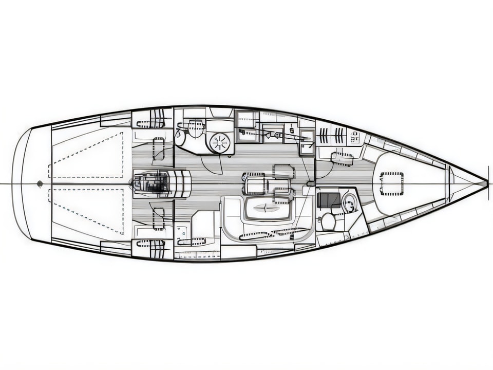 Layout of Bavaria 40 C sail boat with 3 cabins Croatia yacht charter