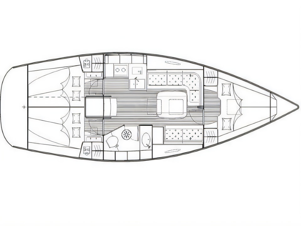 Layout of Bavaria 35 C sail boat with 3 cabins Croatia yacht charter