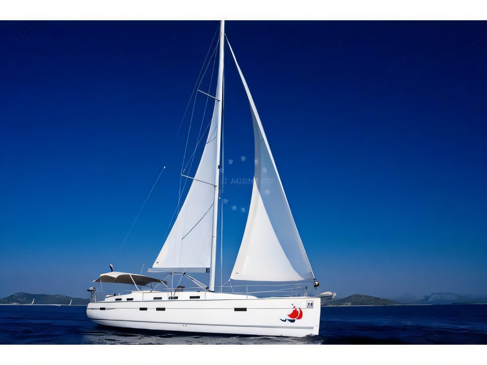 Exterior overview of Bavaria 50 C sail boat for charter from Murter Marina Hramina in the Sibenik sailing area Croatia