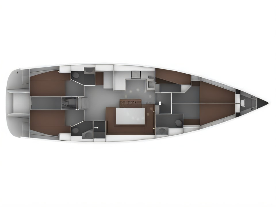 Layout of Bavaria 50 C sail boat with 5 cabins Croatia yacht charter