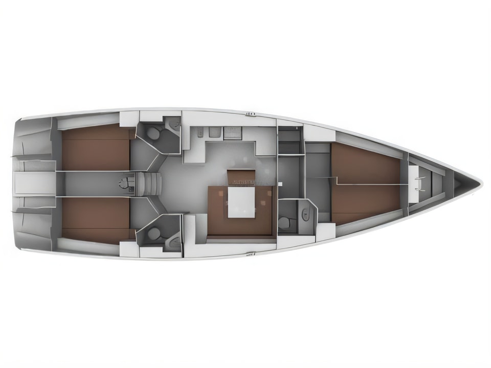 Layout of Bavaria 45 C sail boat with 4 cabins Croatia yacht charter