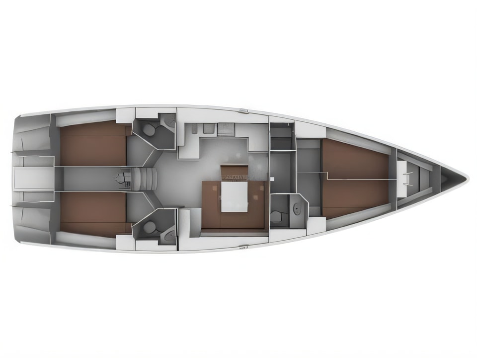 Layout of Bavaria 45 C sail boat with 4 cabins Croatia yacht charter