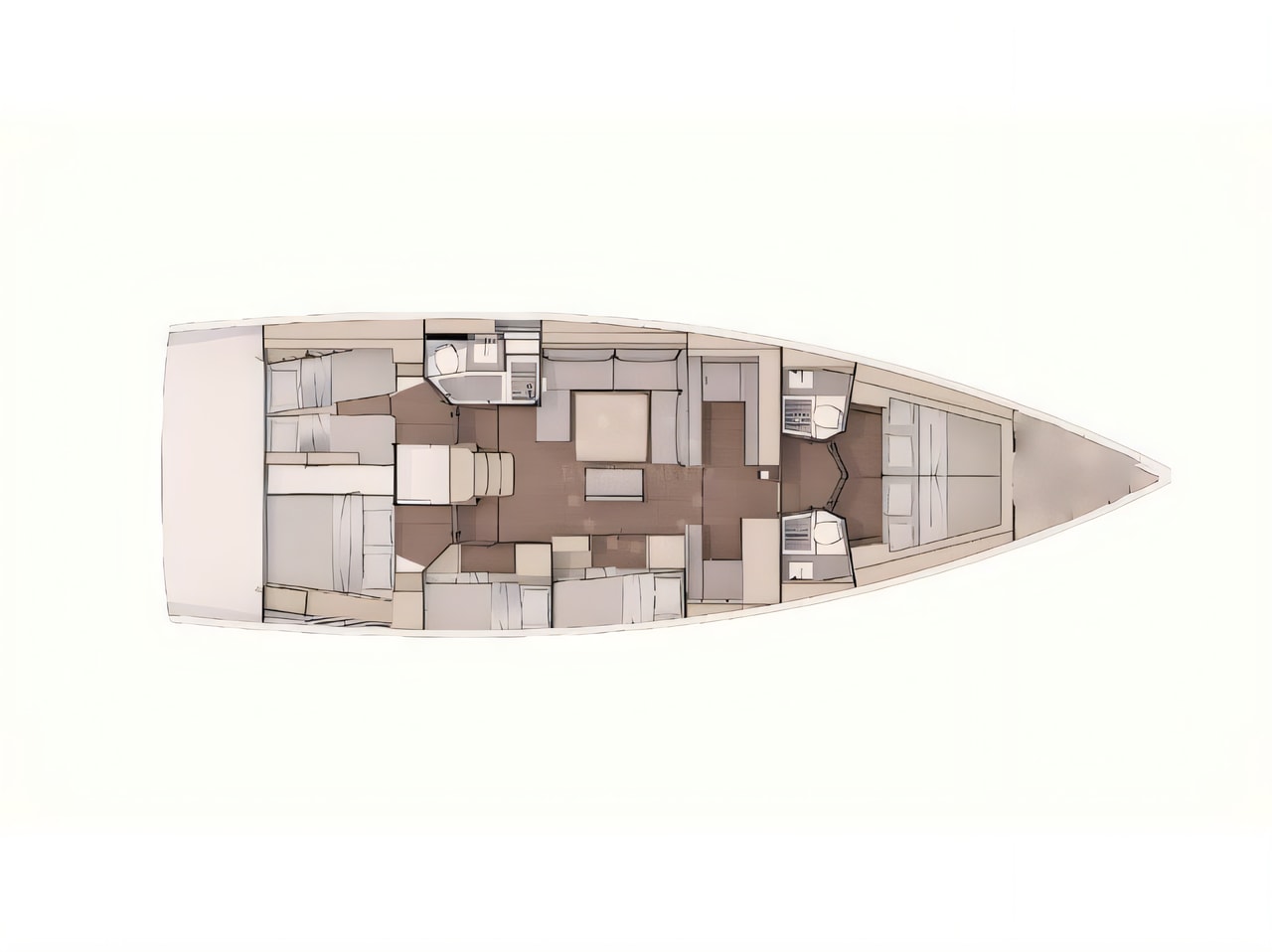 Interior of Dufour 530 sail boat with 6 cabins Croatia yacht charter