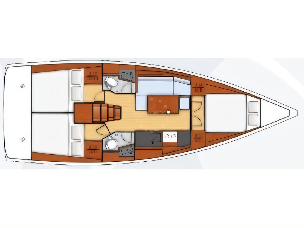 Interior of Oceanis 38.1 sail boat with 3 cabins Croatia yacht charter